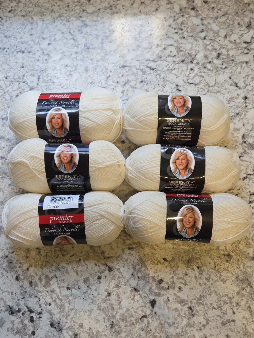 New 6 Skeins Deborah Norville Premier Serenity Sock Weight Yarn Wool Soft White